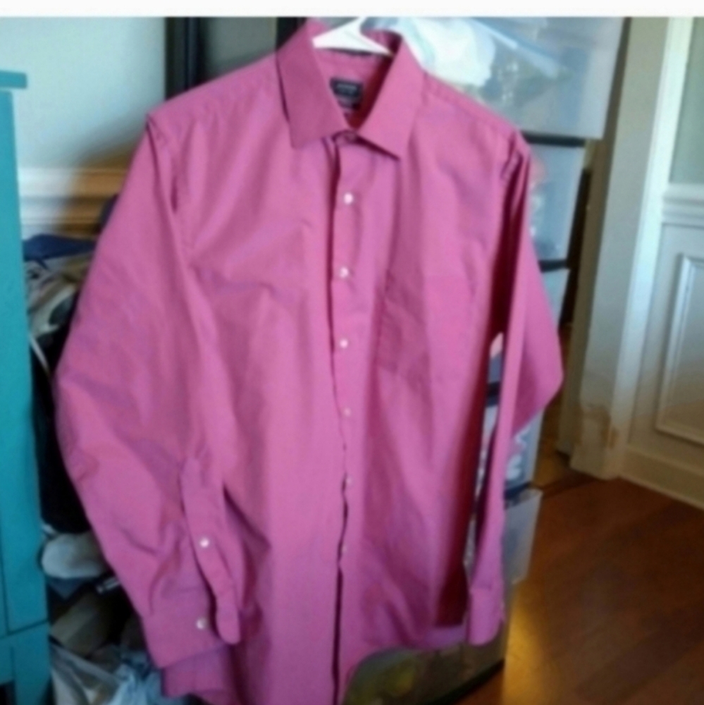 Arrow USA 1851 Men's Pink Button Up Dress Shirt Long Sleeve Poplin Wrinkle Free